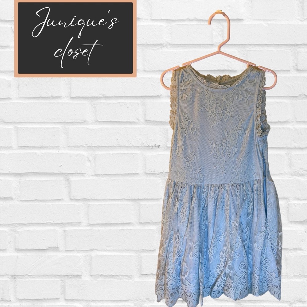 Little Girls Light Blue Floral Dress